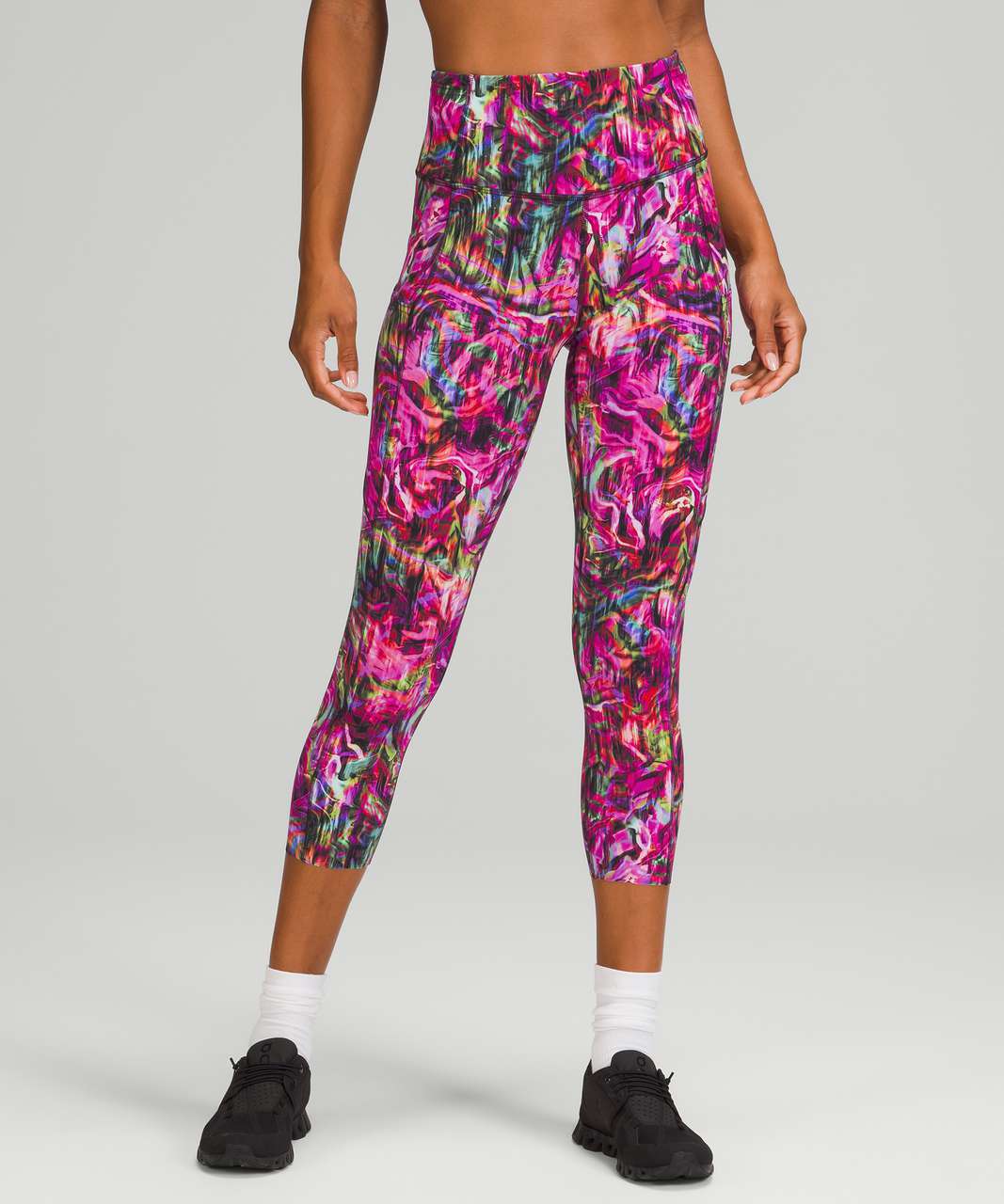 Lululemon Fast and Free High-Rise Crop 23 - Hyper Flow Pink Multi - lulu  fanatics