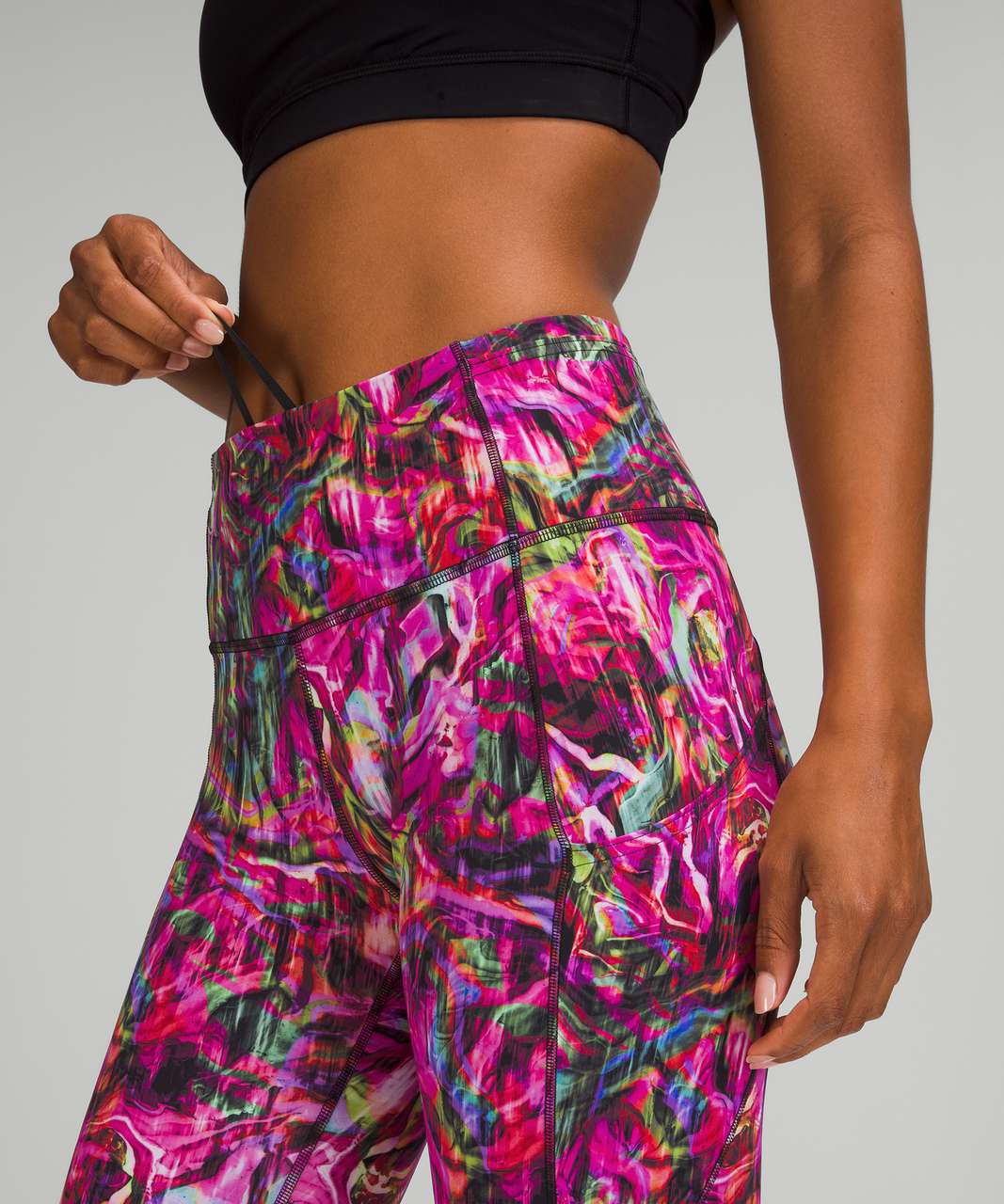 Lululemon Fast and Free High-Rise Crop 23 - Hyper Flow Pink Multi - lulu  fanatics