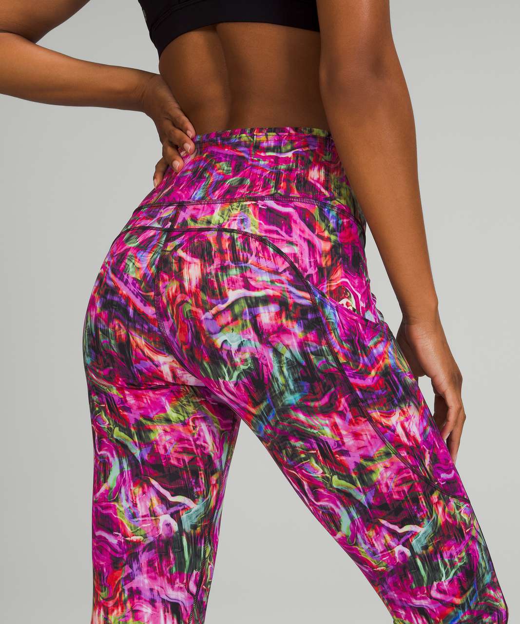 Lululemon Fast and Free High-Rise Crop 23 - Hyper Flow Pink Multi - lulu  fanatics