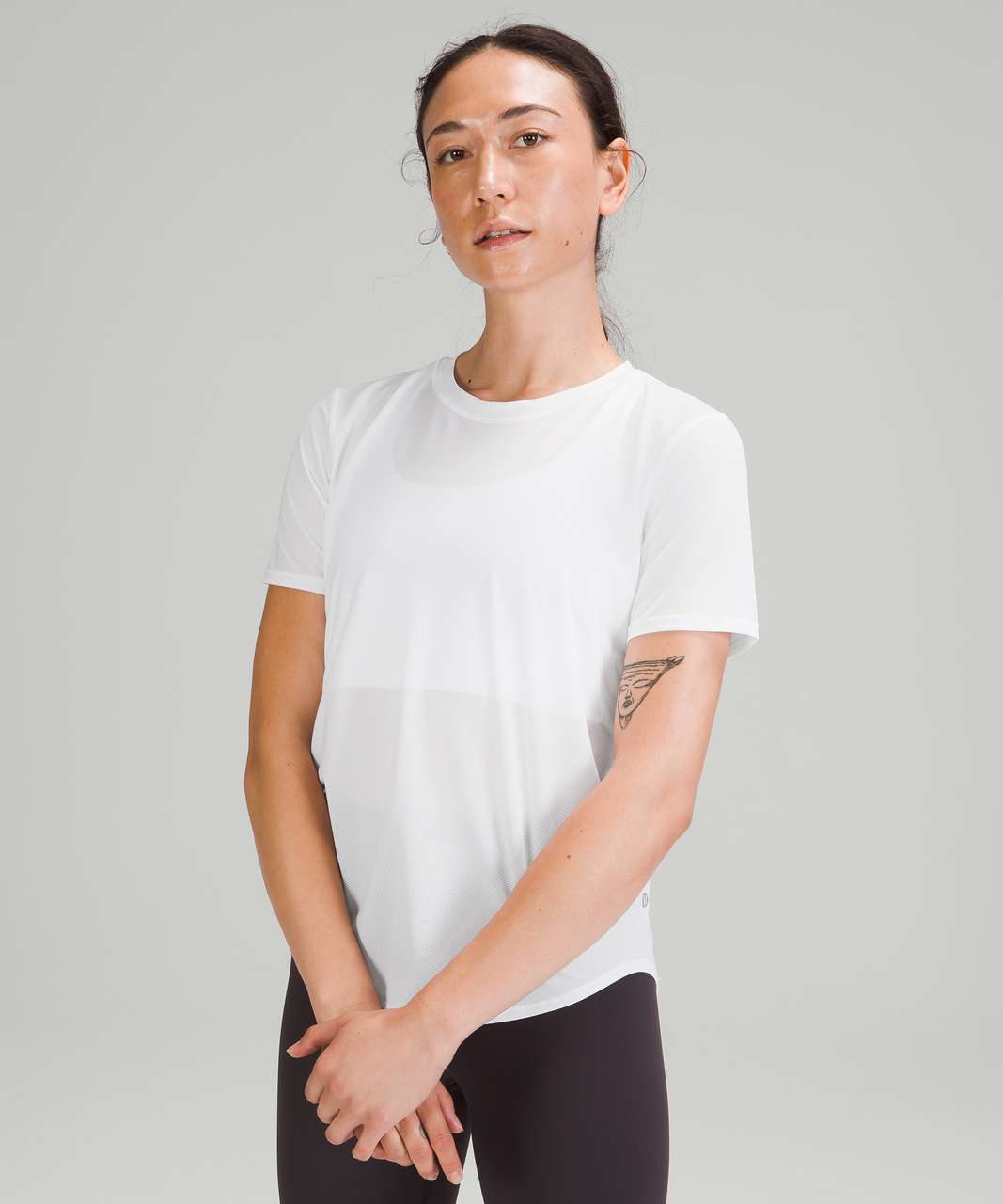 Lululemon Set The Course White Mesh Short Sleeve Top 6