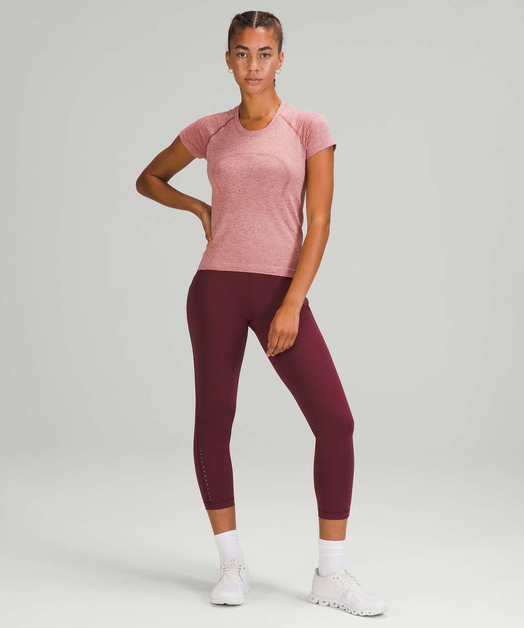 Lululemon Swiftly Tech Short Sleeve Shirt 2.0 Race Length In Tetra Stripe  Rhino Grey/ripened Raspberry/pink Blossom/pink Lychee