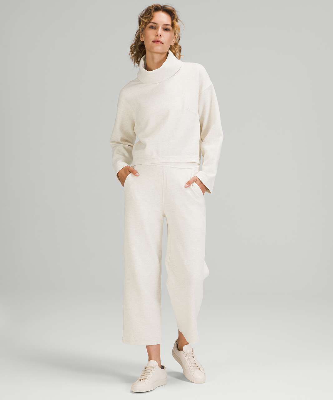 Lululemon Ribbed Funnel Neck Pullover - Heathered White Opal