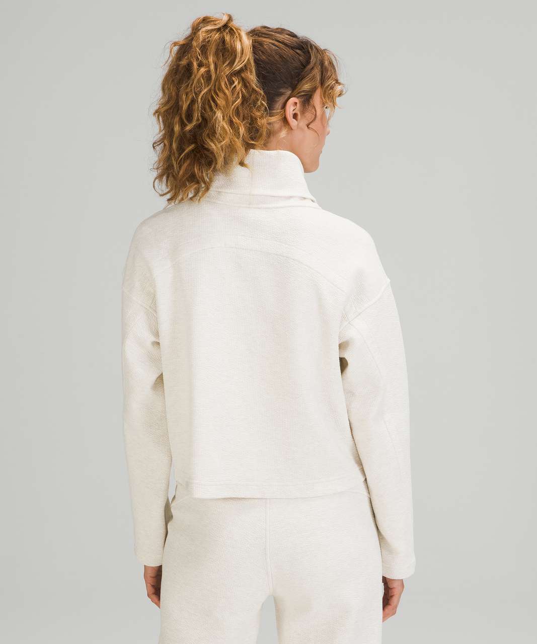 Lululemon Ribbed Funnel Neck Pullover - Heathered White Opal