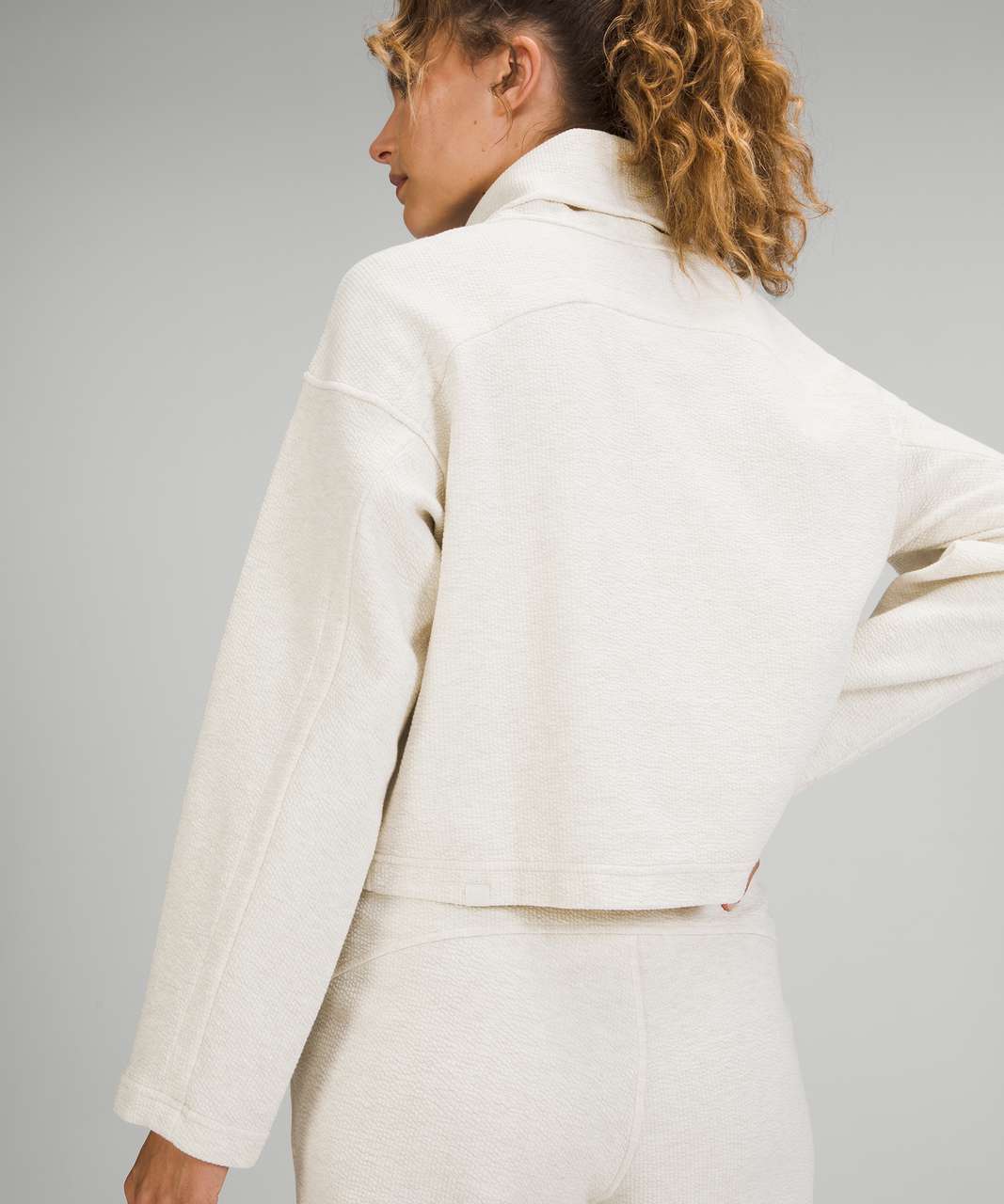 Lululemon Ribbed Funnel Neck Pullover - Heathered White Opal