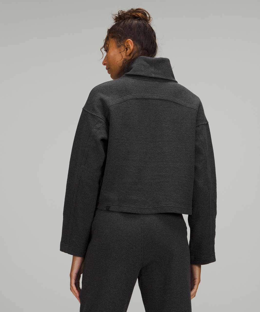 Lululemon Ribbed Funnel Neck Pullover - Heathered Black - lulu fanatics