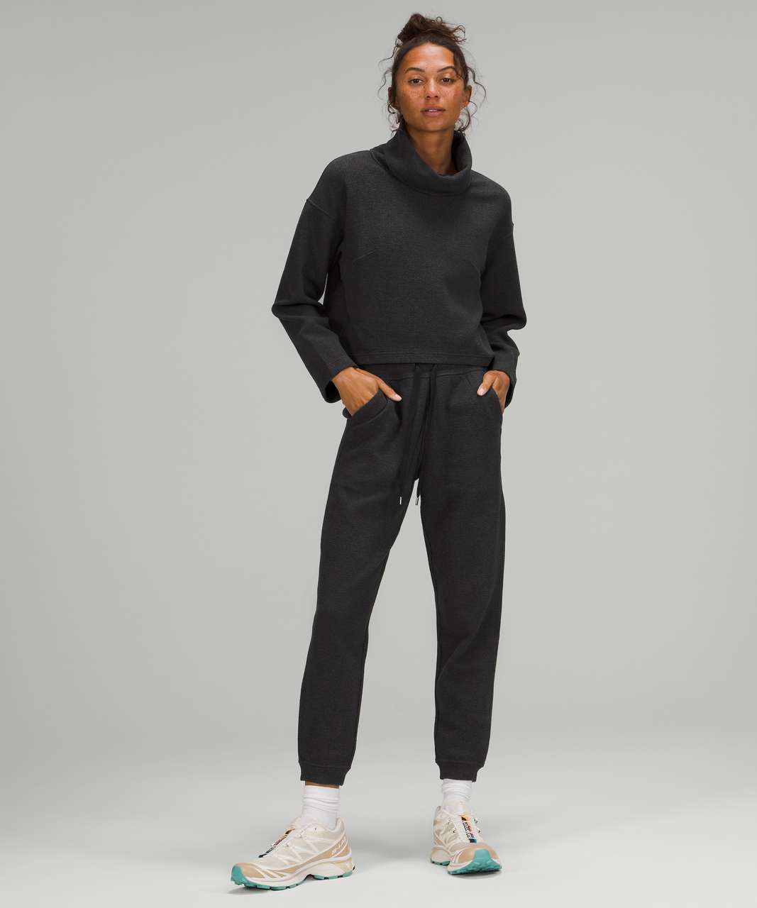 Lululemon Ribbed Funnel Neck Pullover - Heathered Black