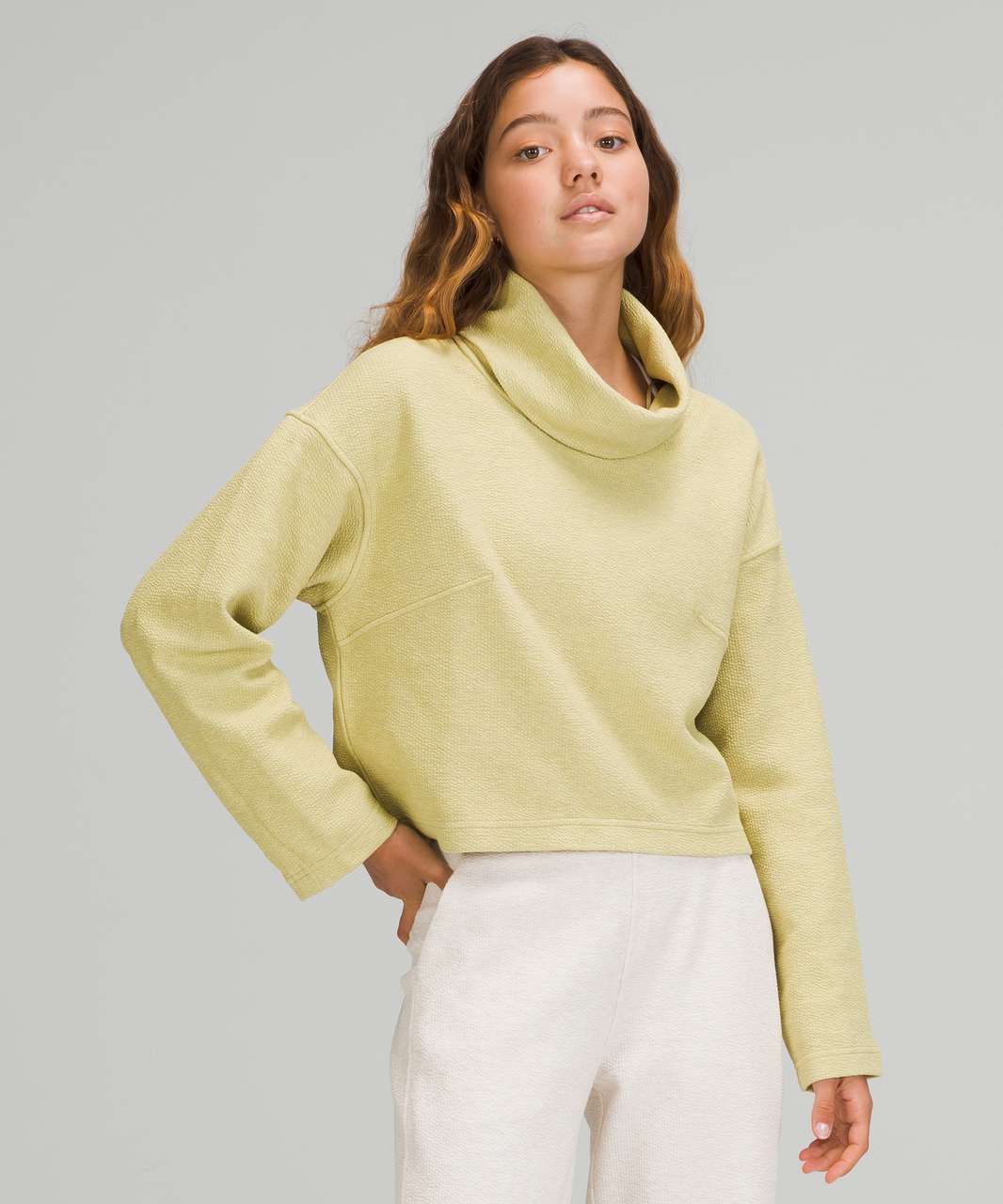 Lululemon Ribbed Funnel Neck Pullover - Heathered Dew Green