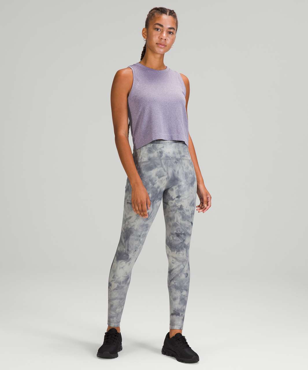 Lululemon SeaWheeze Swiftly Breathe Cropped Tank Top - Asphalt Grey / Lavender Dew