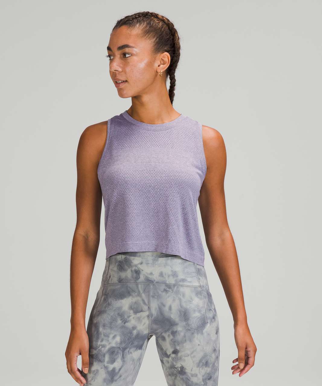 Lululemon Swiftly Breathe Crop Tank *City - TORONTO / Grey Sage