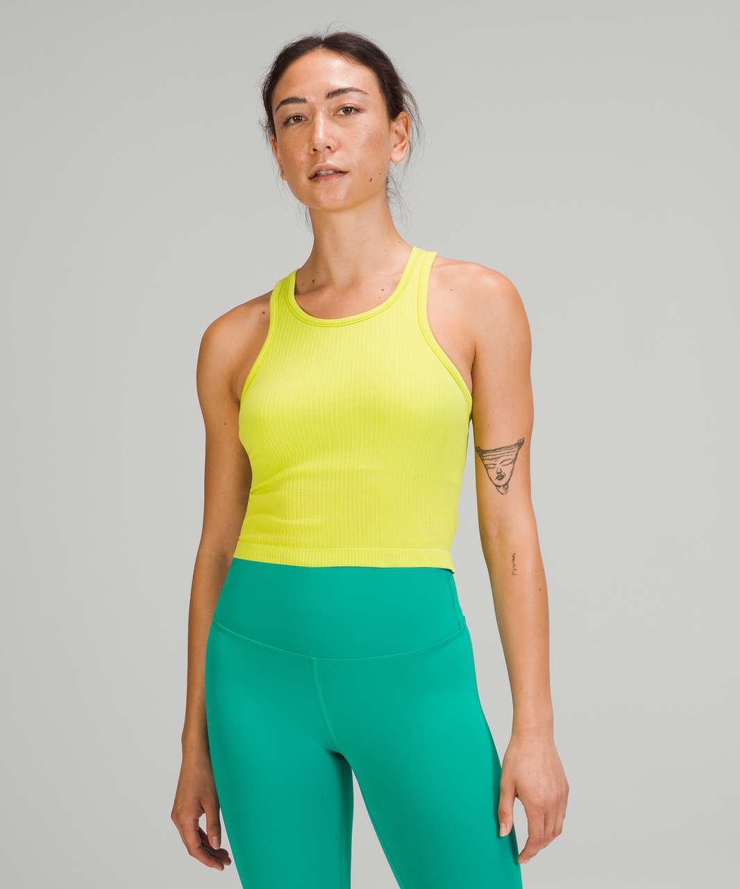 Lululemon Ebb To Street Racerback Crop Tank Top - Yellow Serpentine