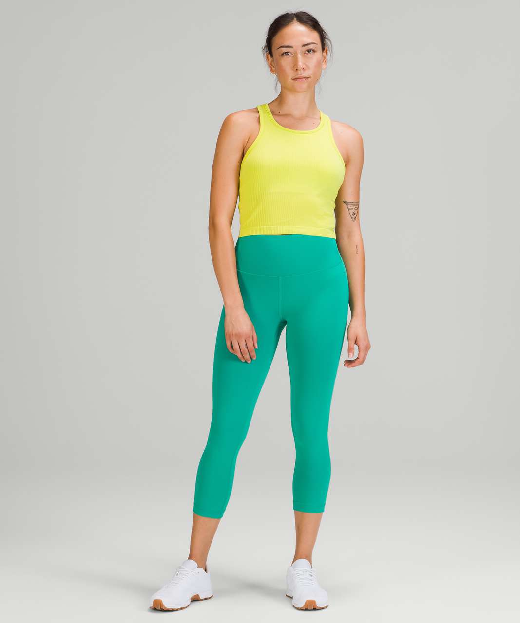 Lululemon Ebb To Street Racerback Crop Tank Top - Yellow Serpentine