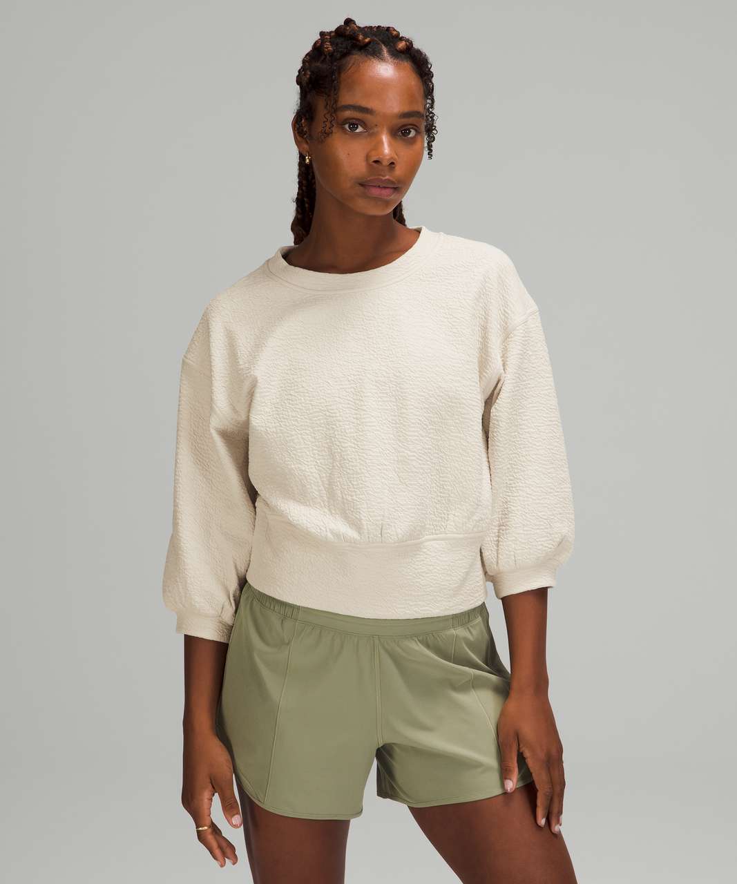 Lululemon Textured Crewneck Pullover - White Opal - lulu fanatics