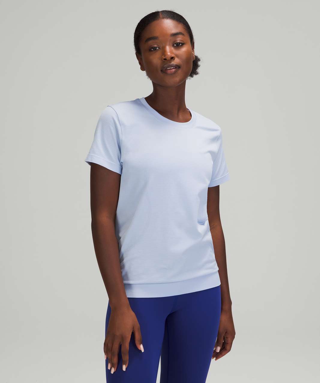 Lululemon Swiftly Breathe Short Sleeve Shirt - Blue Linen / Blue Linen -  lulu fanatics