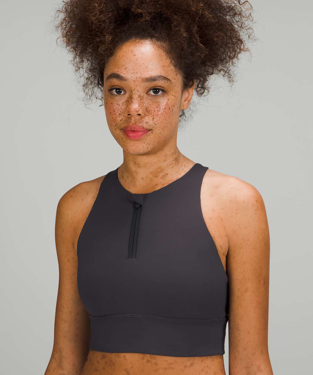 Lululemon Energy Bra High-Neck Longline Zip Special Edition *Medium Support,  B–D Cups - Black Granite - lulu fanatics