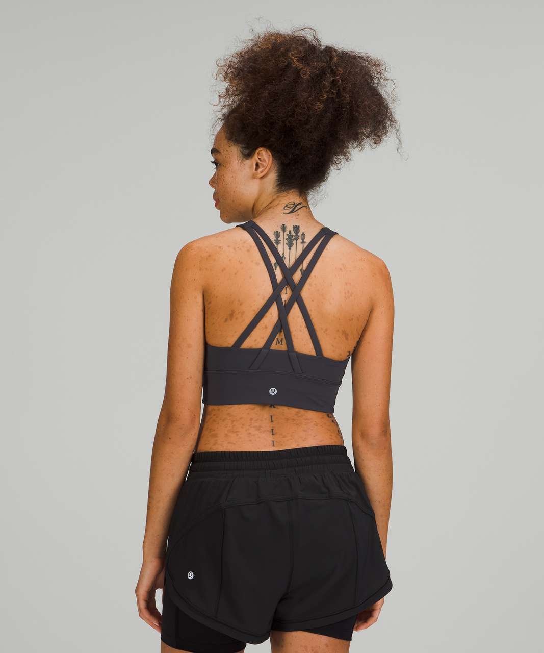 Lululemon Energy Bra High-Neck Longline Zip Special Edition *Medium  Support, B–D Cups - Black Granite - lulu fanatics