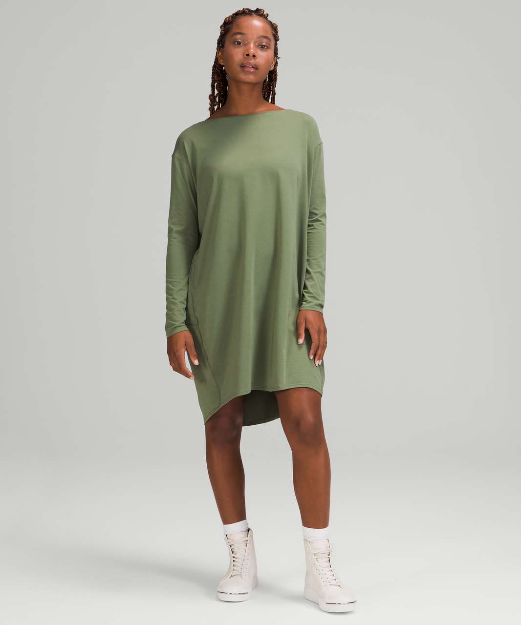 Lululemon Back In Action Long Sleeve Dress Size 6 Wild Mint WLDM 06533