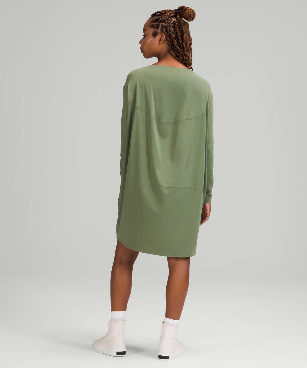 Lululemon Back in Action Long Sleeve Dress - Green Twill