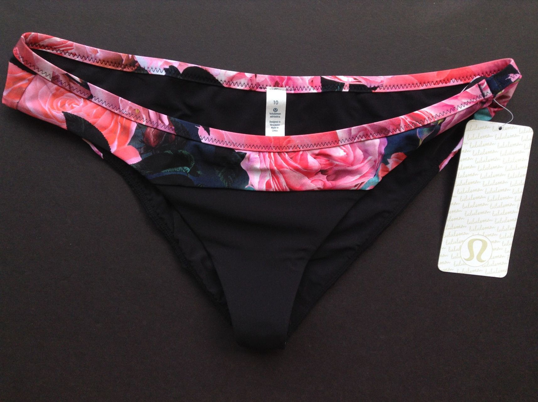 Lululemon Coastal Om Bikini Bottom - Secret Garden / Black - lulu fanatics