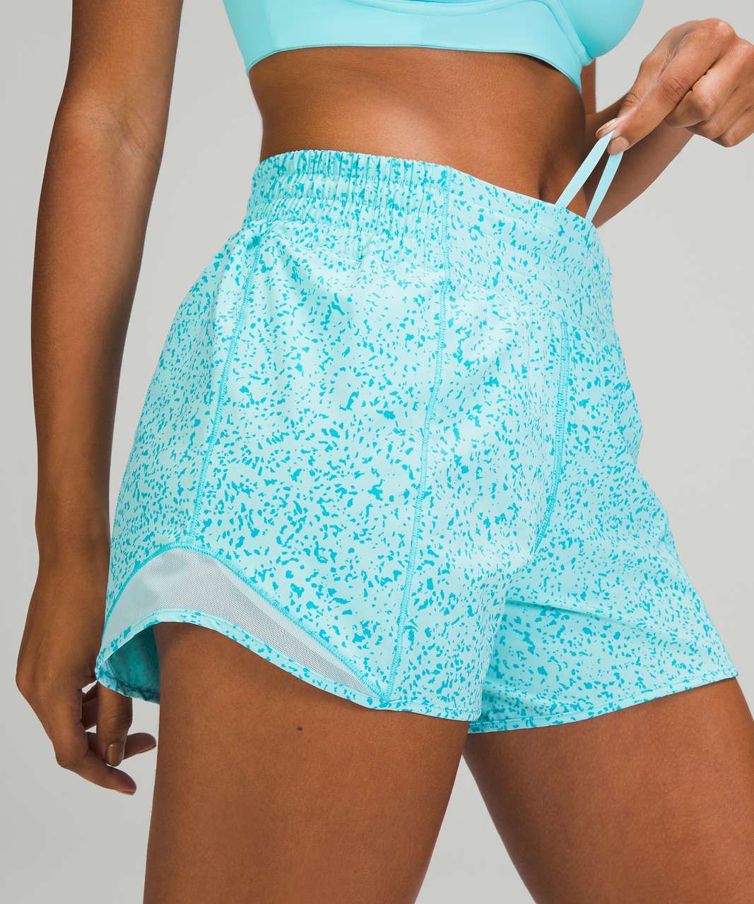Lululemon SeaWheeze Hotty Hot High-Rise Lined Short 4" - Outer Pace Speckle Cyan Blue Turquoise Tide / Icing Blue