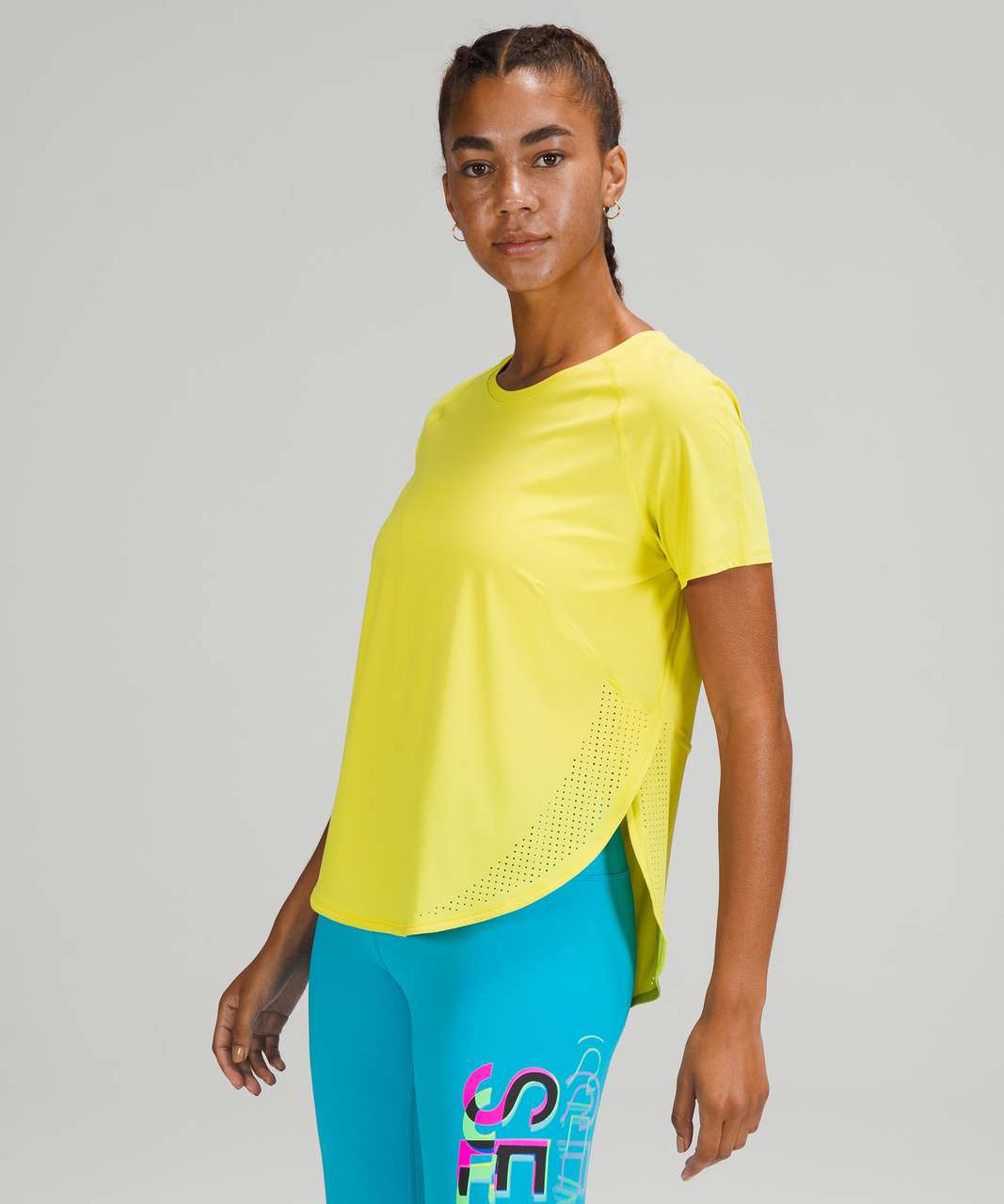 Lululemon SeaWheeze High Neck UV Protective Running Short Sleeve - Yellow Serpentine