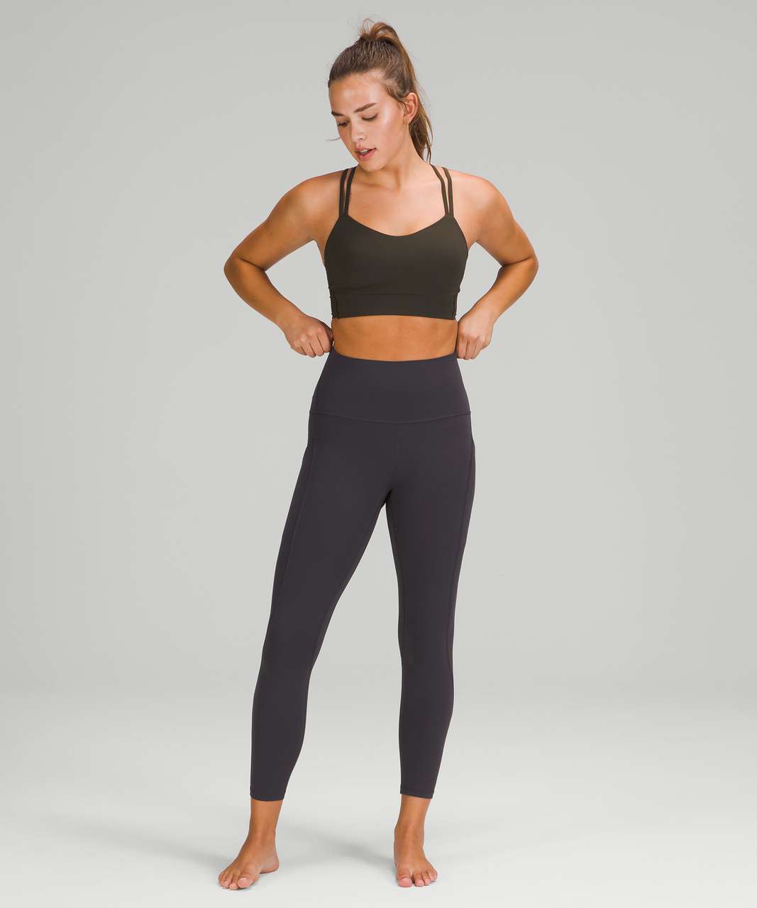 Lululemon Nulu Colour Block High-Rise Crop 23 - Green Twill / Green Fern -  lulu fanatics