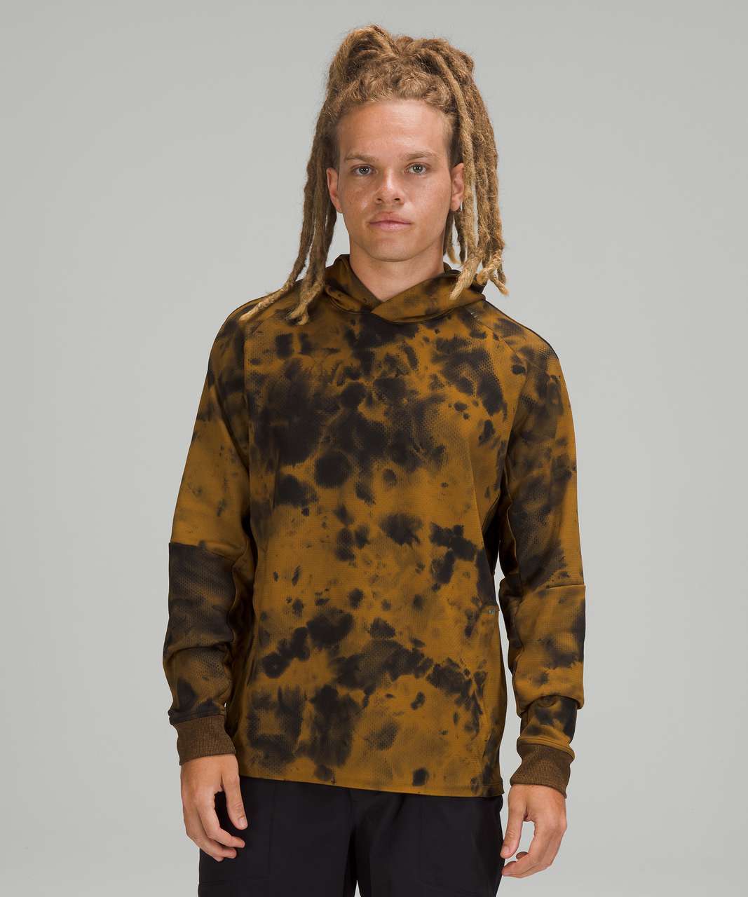 Lululemon Textured Tech Hoodie - Diamond Dye Gold Spice Black - lulu  fanatics