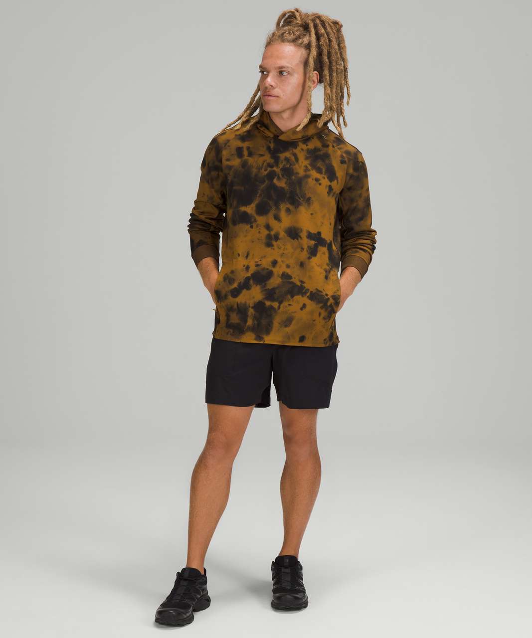 Lululemon Textured Tech Hoodie - Diamond Dye Gold Spice Black