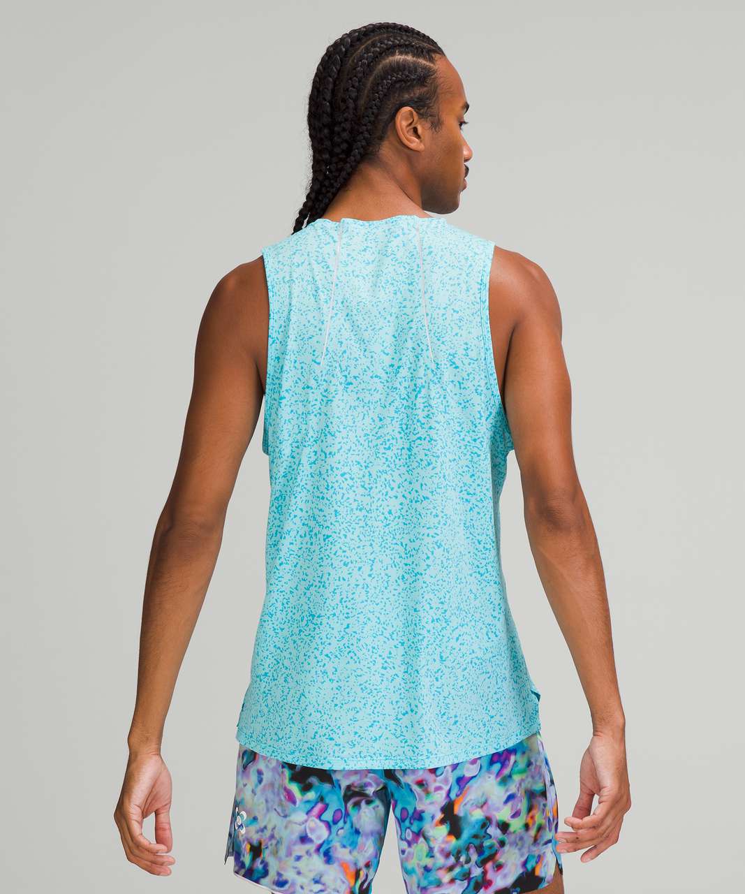 Lululemon Seawheeze Fast and Free Tank Top - Outer Pace Speckle Cyan Blue Turquoise Tide
