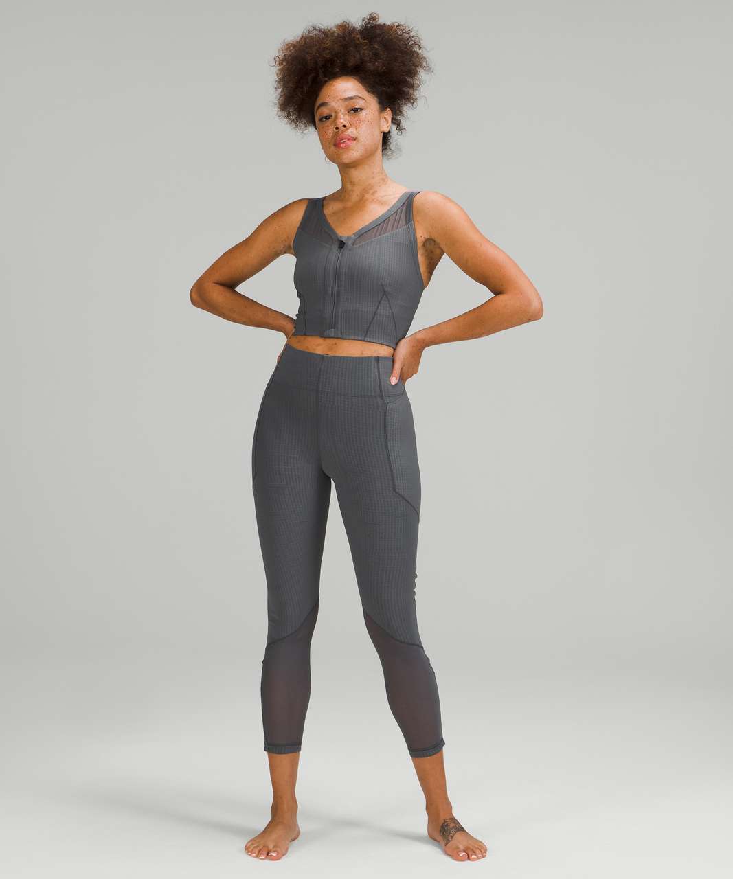 Lululemon lab Zip-Front Bra - Disrupt Grid Emboss Anchor