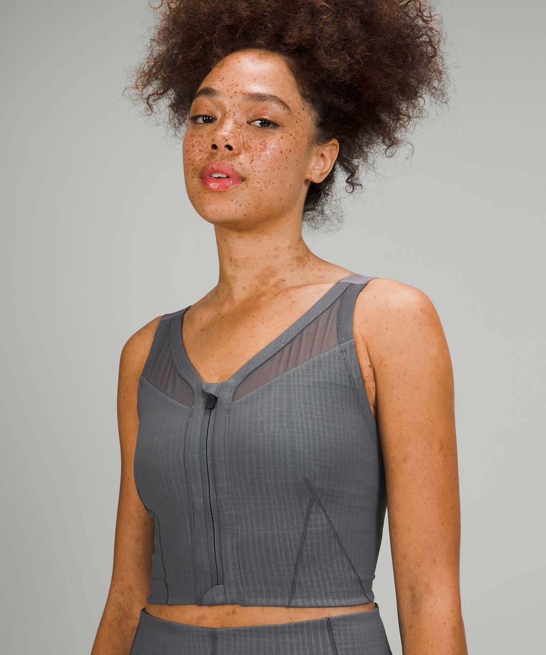 Lululemon lab Zip-Front Bra - Disrupt Grid Emboss Anchor