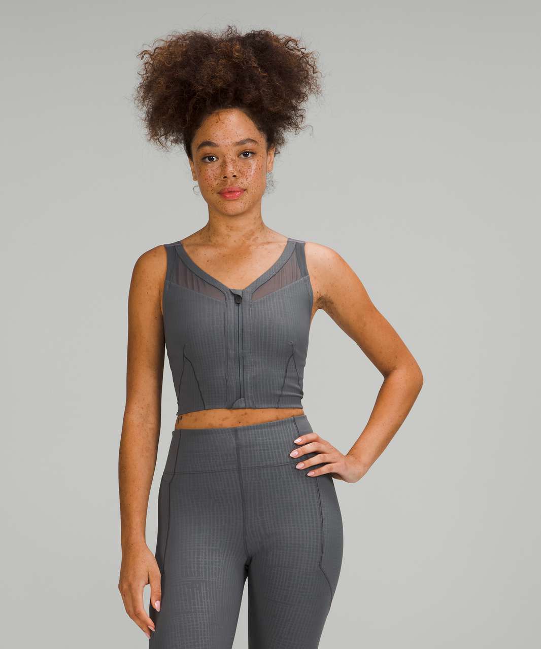 Lululemon lab Zip-Front Bra - Disrupt Grid Emboss Anchor