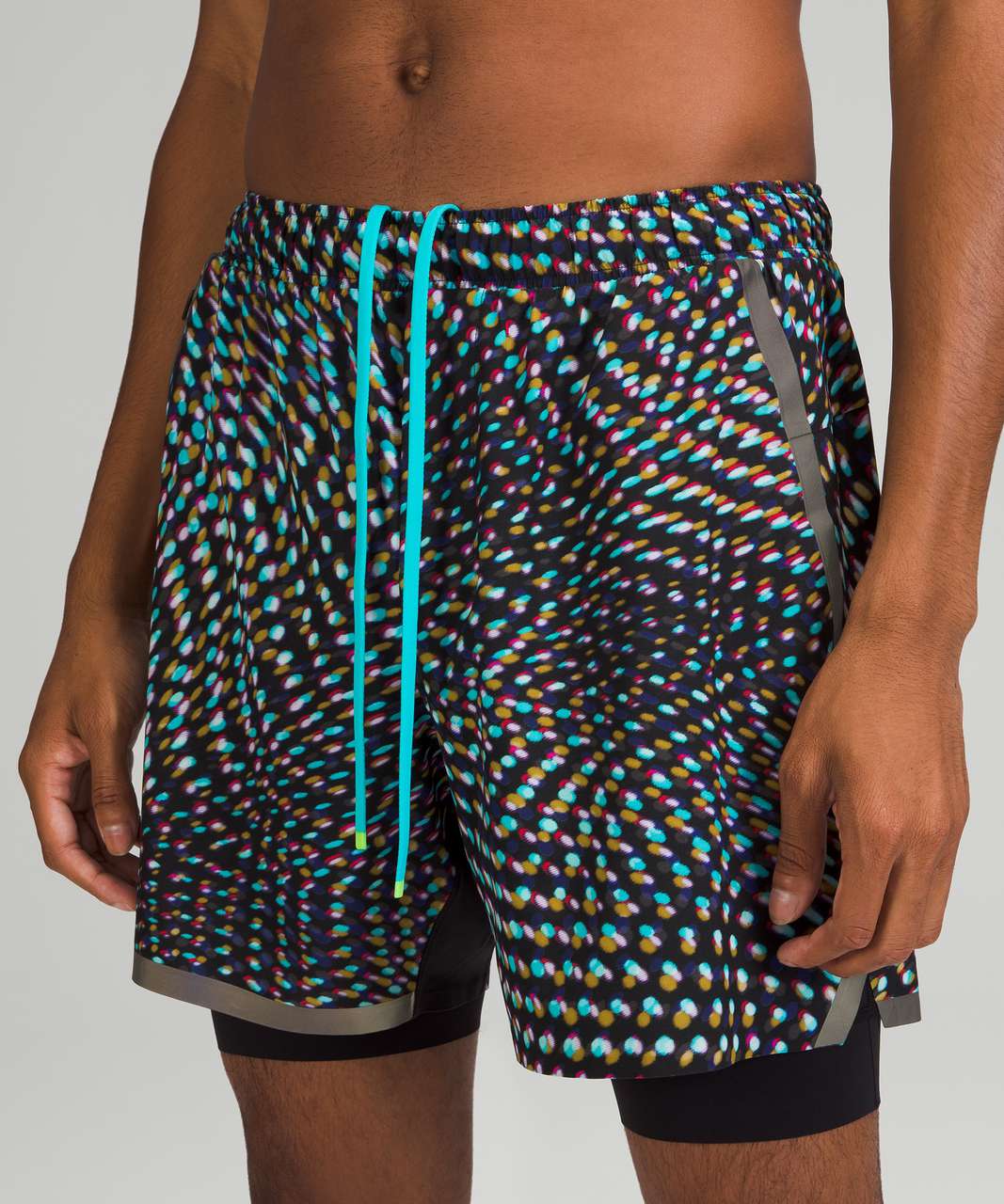 Lululemon SeaWheeze Surge Lined Short 6" *Bold Lines - To The Beat Cyan Multi