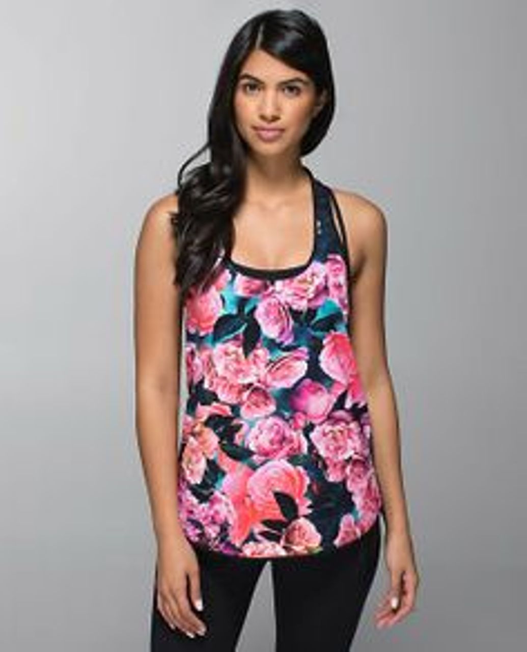 Lululemon Lightened Up Singlet - Secret Garden / Black