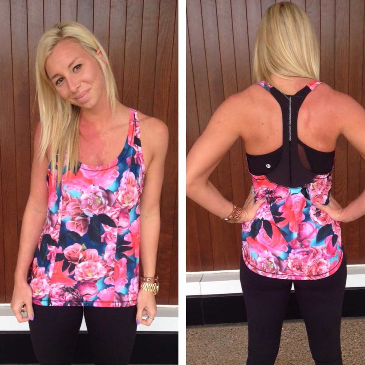 Lululemon Coastal Tank - Secret Garden / Black - lulu fanatics