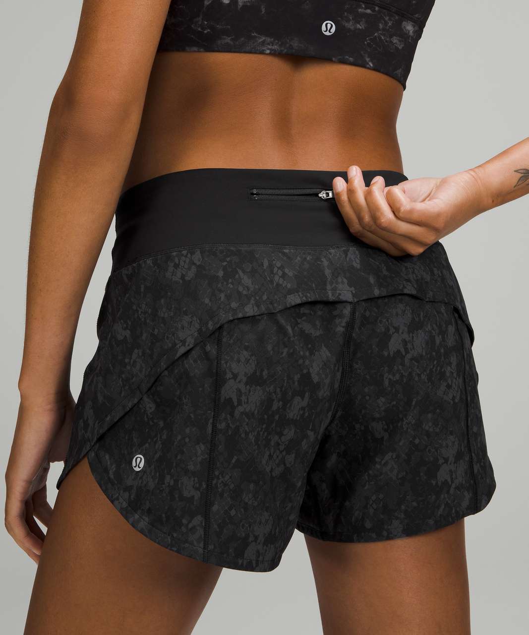 Lululemon Speed Up Low-rise Lined Shorts 2.5 In Heritage 365 Camo Deep  Coal /black