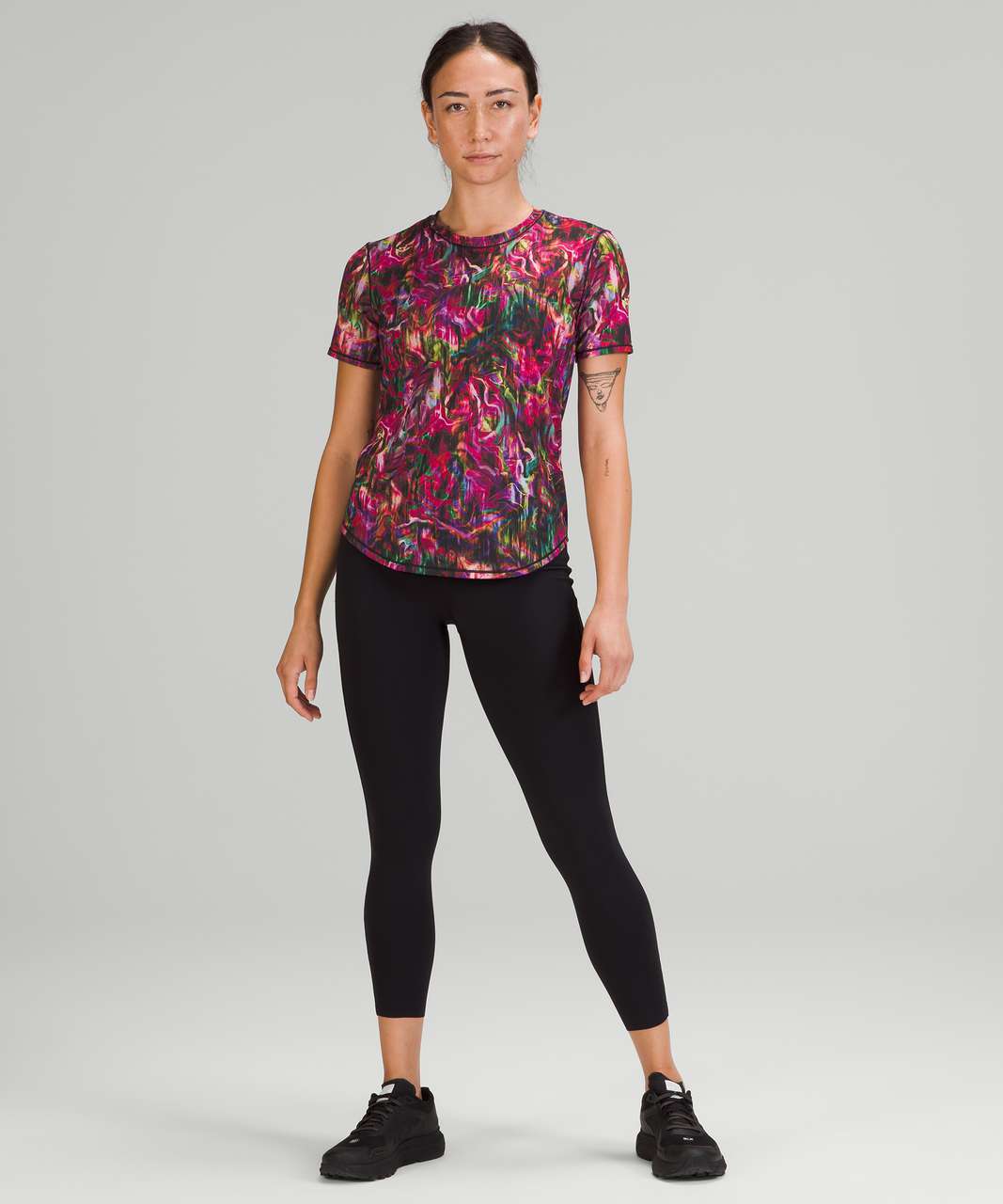 Lululemon High Neck Running and Training T-Shirt - Hyper Flow Pink Multi