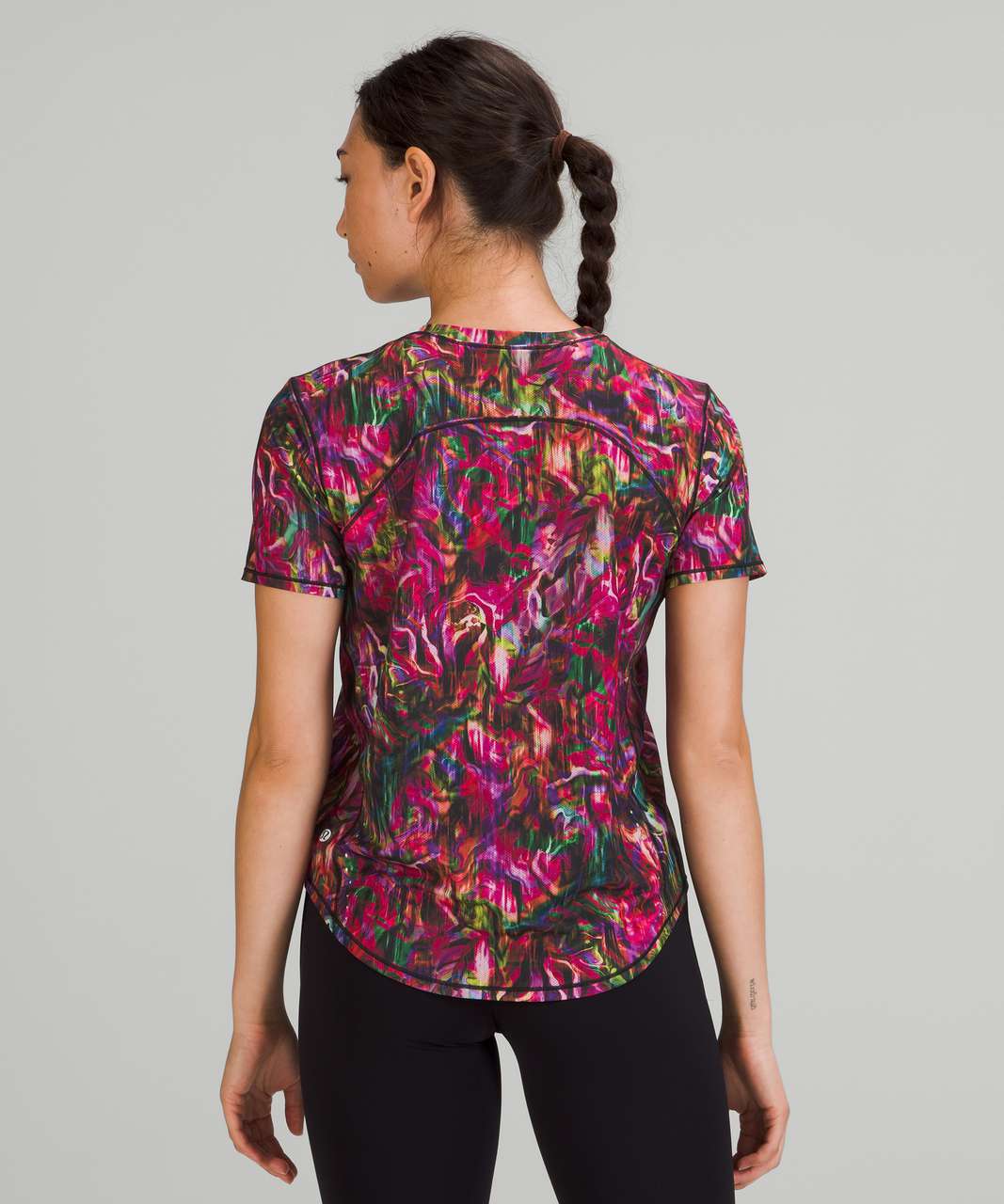 Lululemon High Neck Running and Training T-Shirt - Hyper Flow Pink Multi