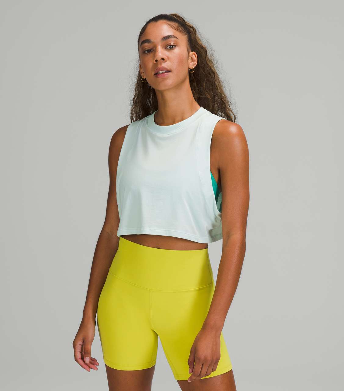 Lululemon All Yours Cropped Cotton Tank Top - Green - Size 6 Pima Fabric