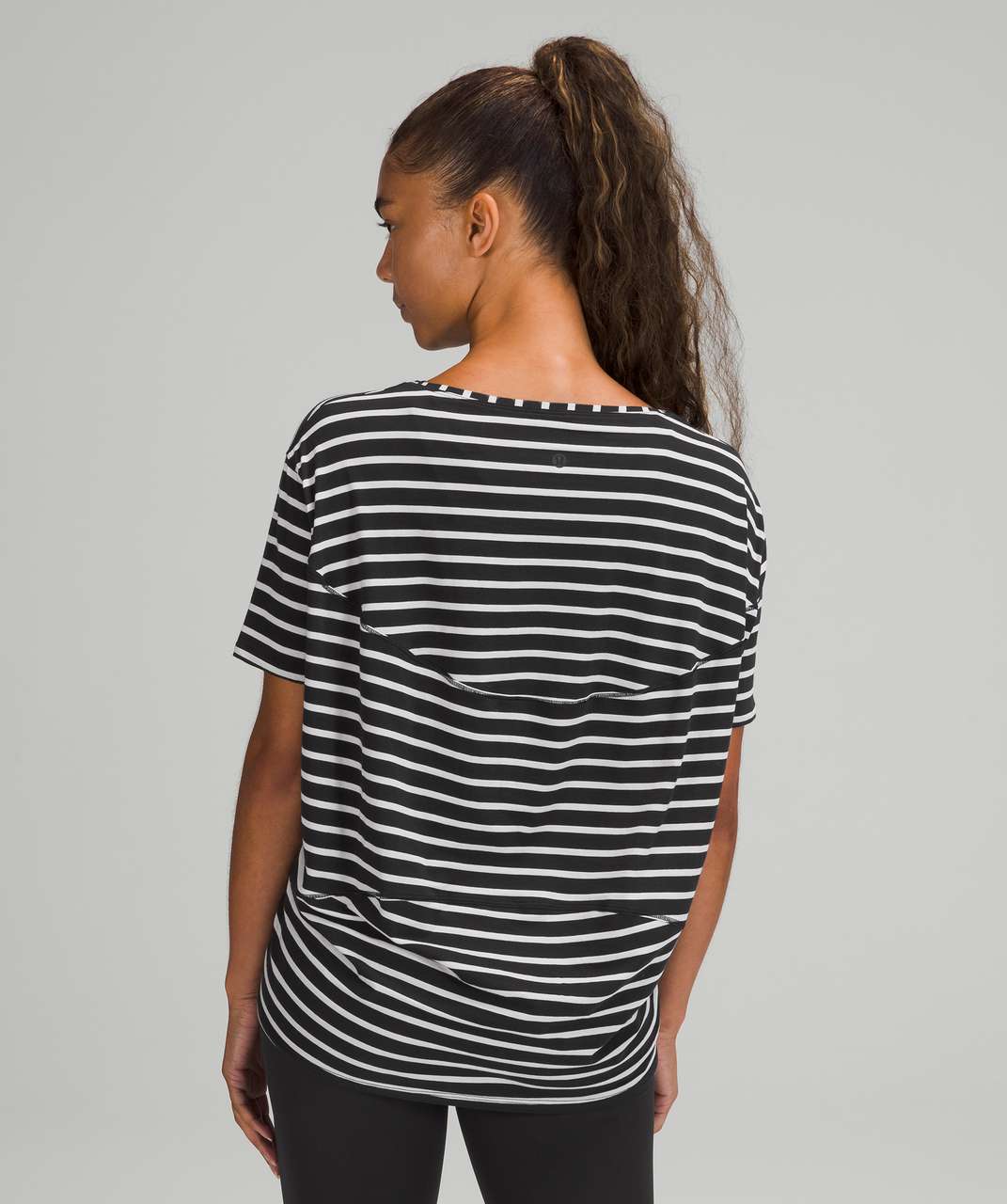 Lululemon Back In Action Short Sleeve Shirt - Yachtie Stripe Black Chrome