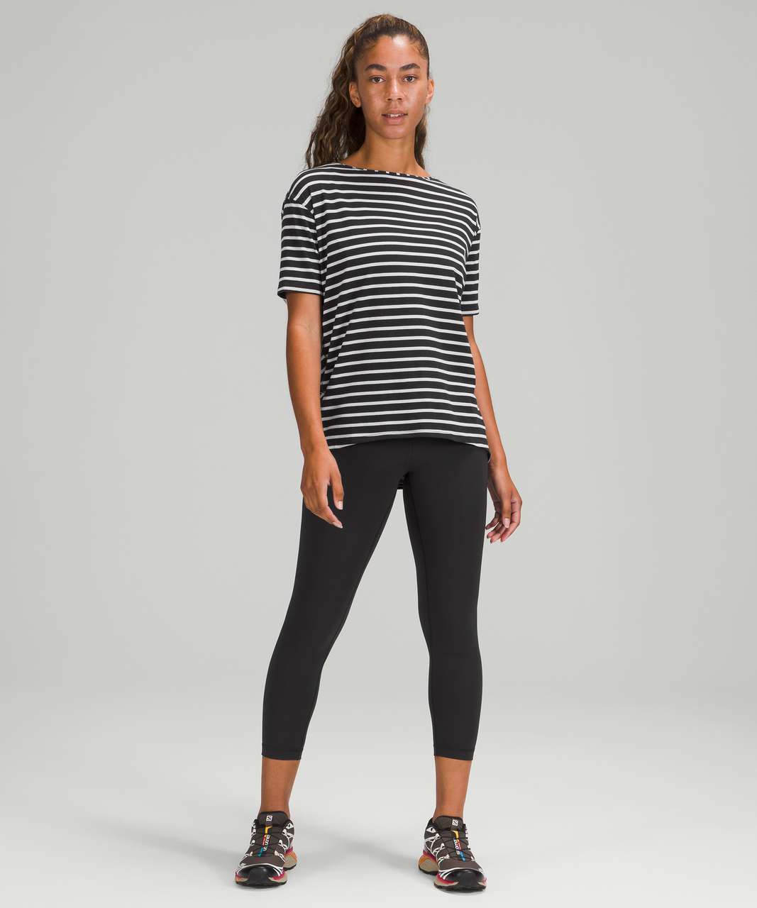 Lululemon Back In Action Short Sleeve Shirt - Yachtie Stripe Black Chrome