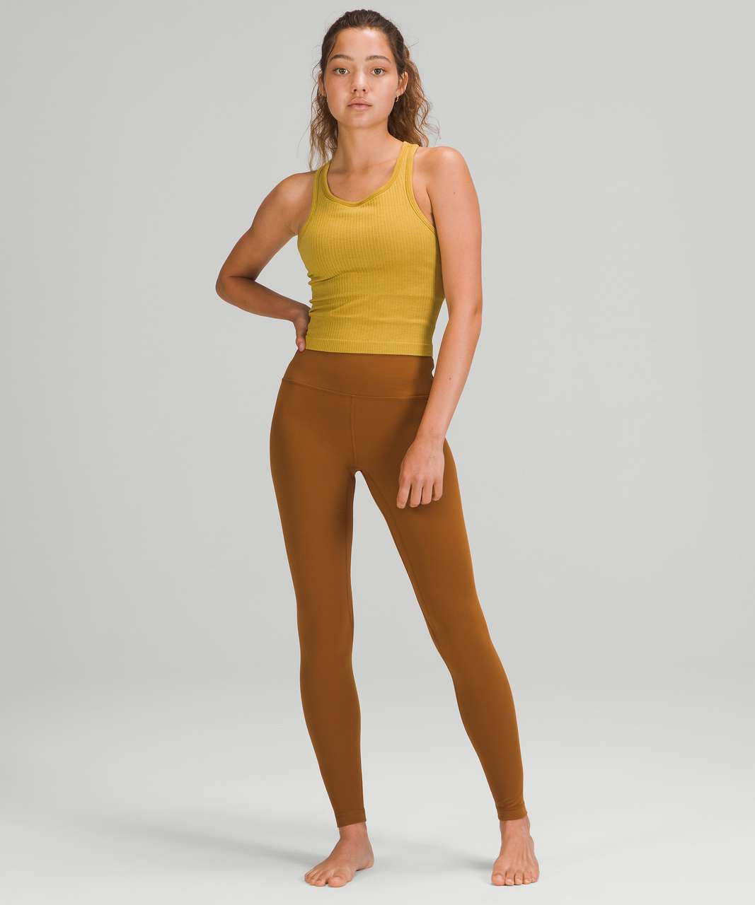 Lululemon Ebb To Street Racerback Crop Tank Top - Auric Gold - lulu ...