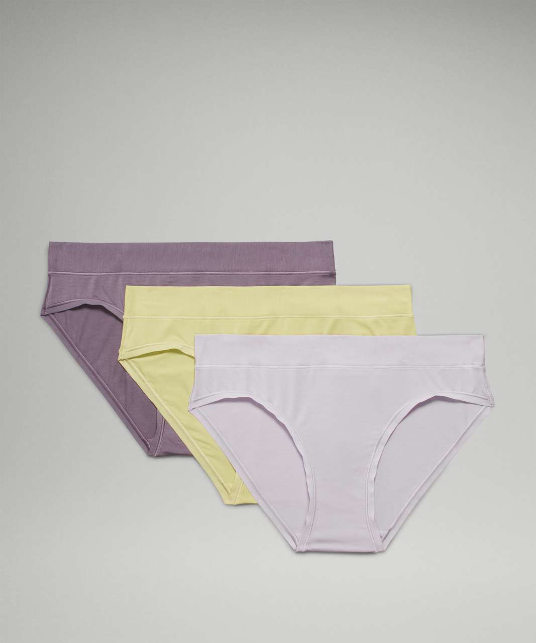 Lululemon UnderEase Mid Rise Bikini Underwear 3 Pack - Chrome / Dusky Lavender / Dew Green