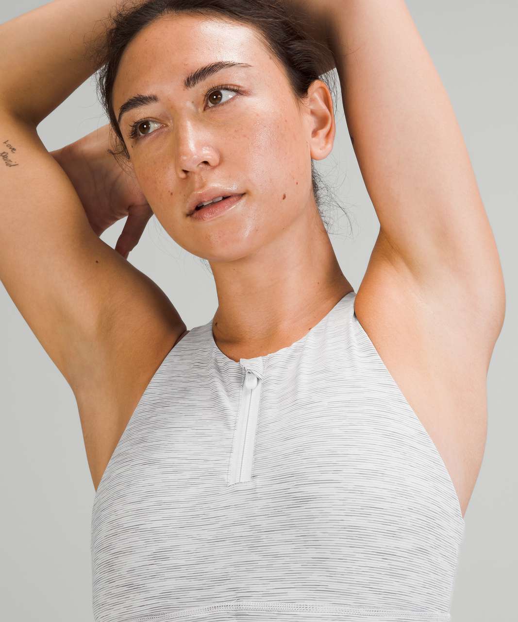 Lululemon Energy Bra High Neck Long Line Zip Special Edition *Medium  Support, B–D Cup - White - lulu fanatics