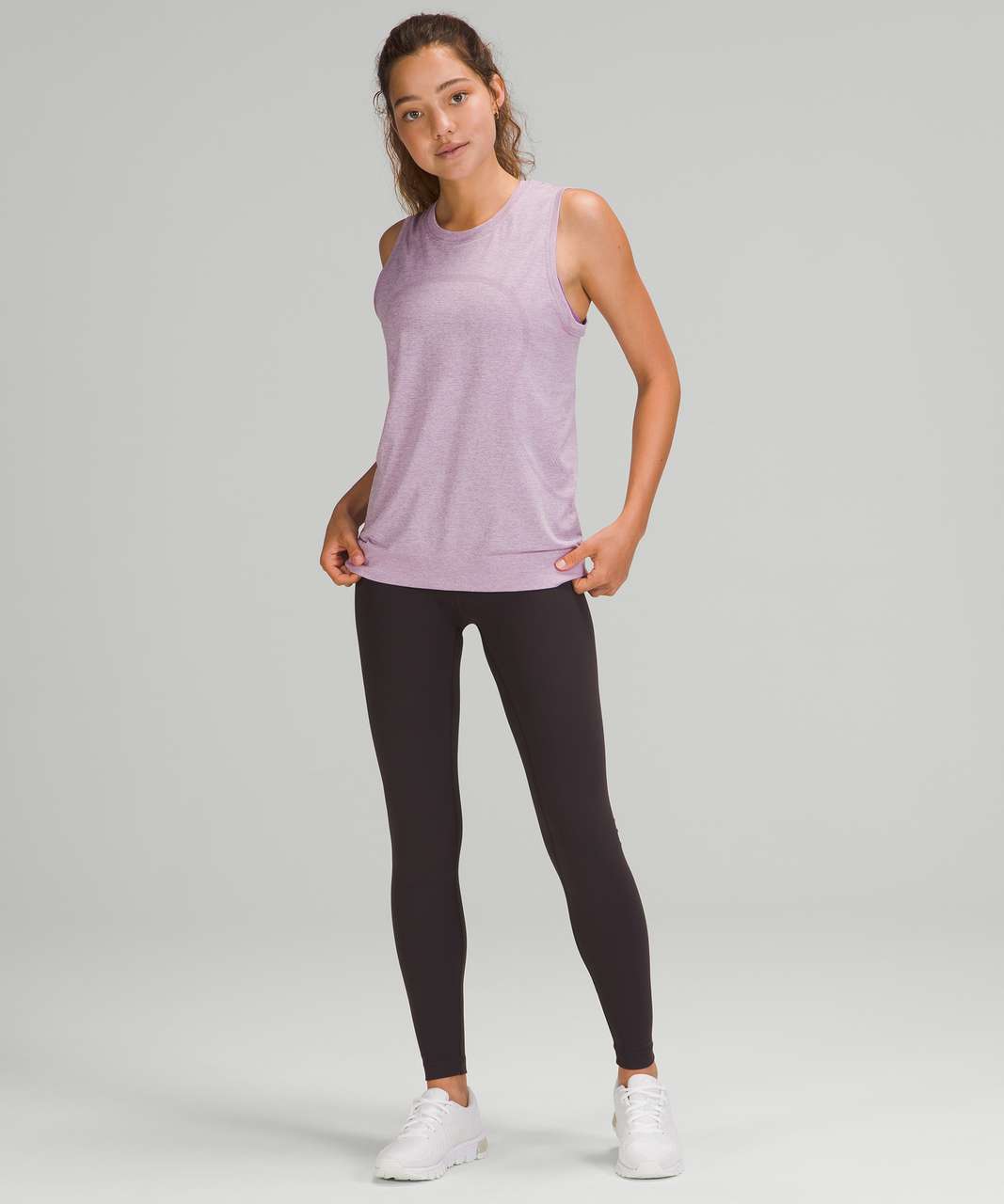 Lululemon Swiftly Breathe Muscle Tank Top - Wisteria Purple / White