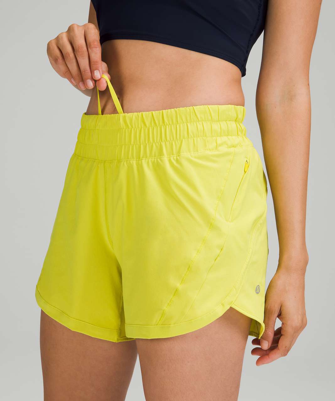 Lululemon Track That Mid-Rise Lined Short 5" - Yellow Serpentine