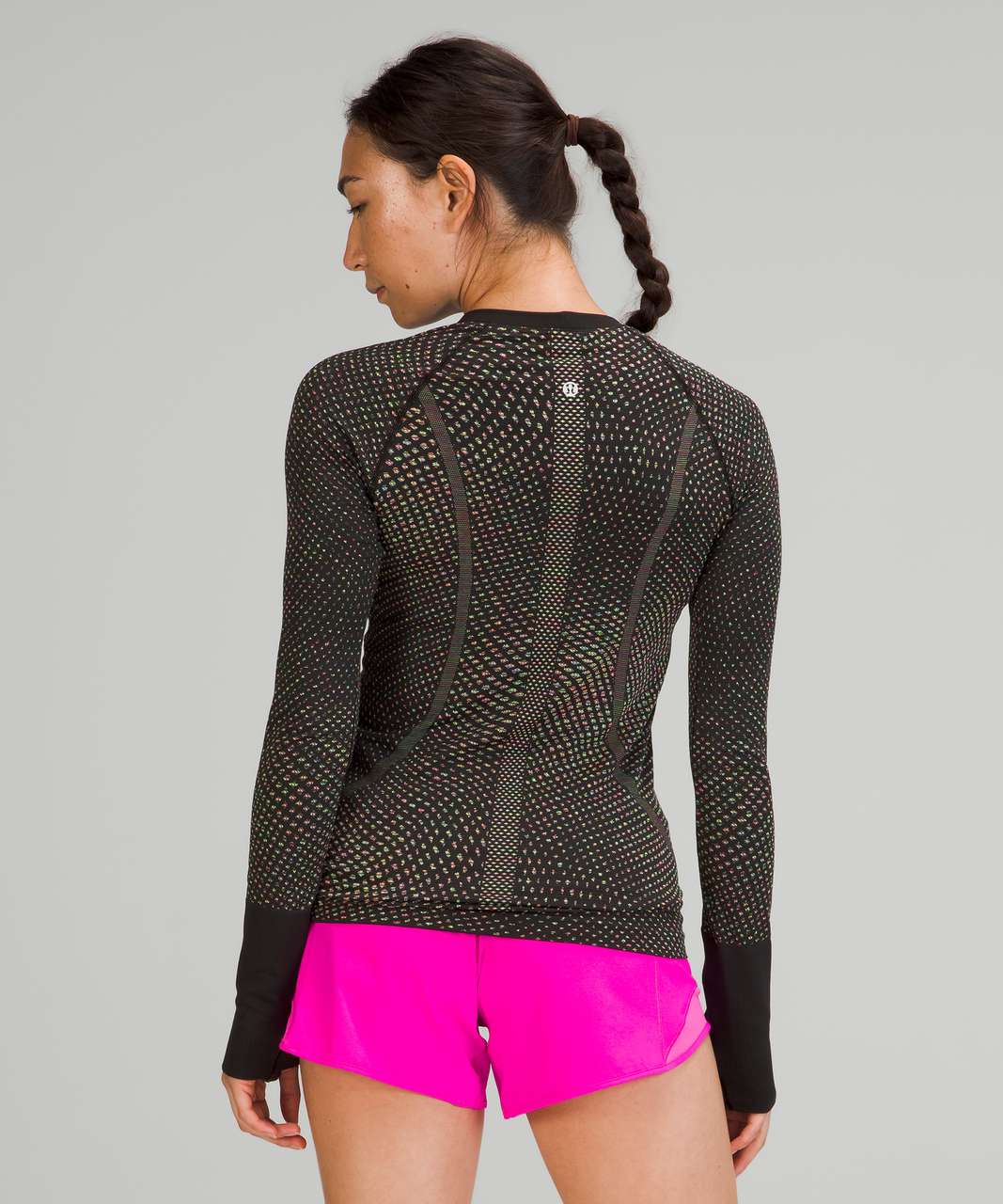 Lululemon Swiftly Tech Long Sleeve 2.0 - Grid Warp Black / Neon Multi