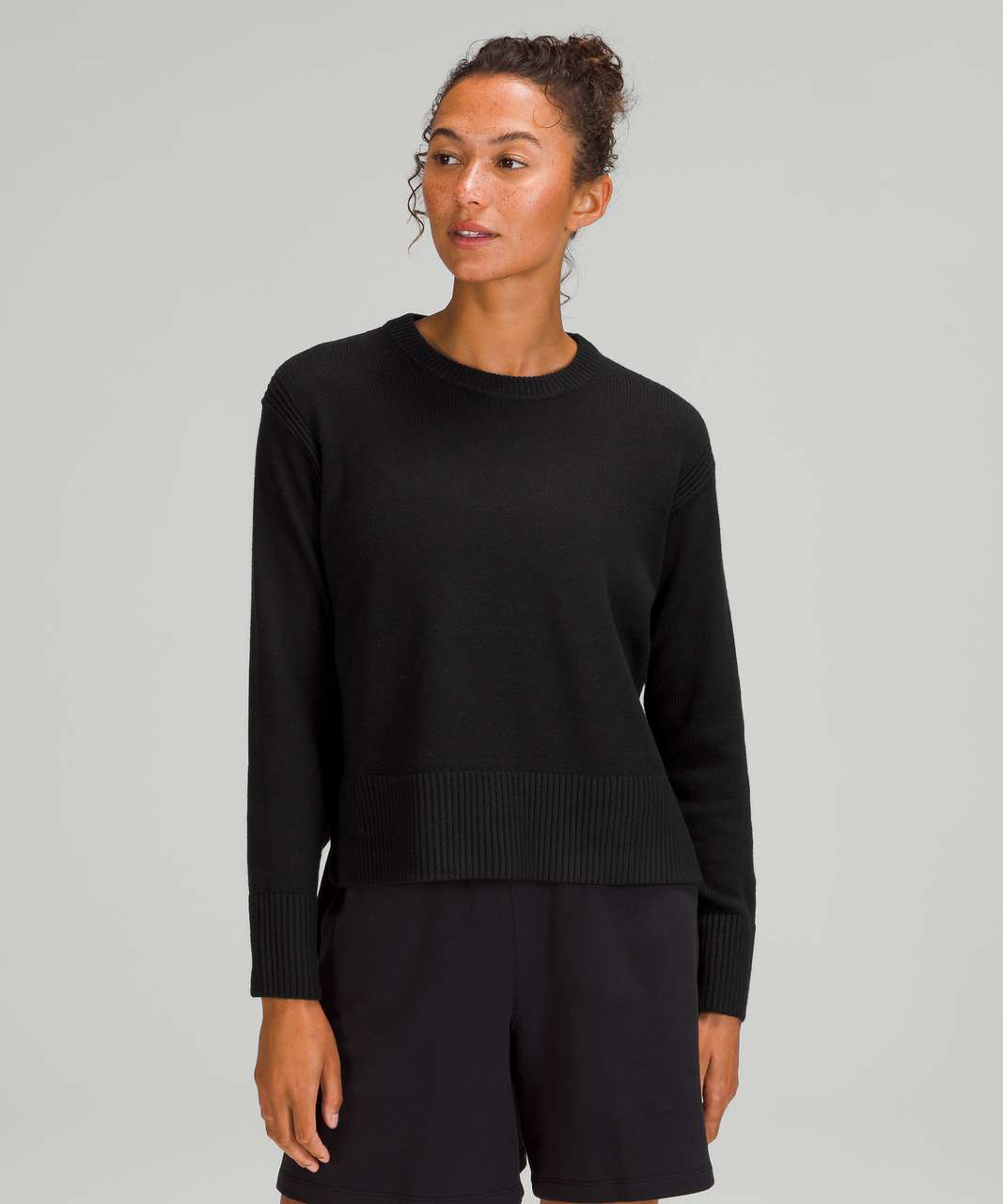 Black Boxy Crew Neck Jumper