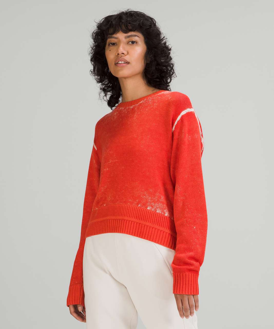 Lululemon Hazy Day Sweater - White Opal / Autumn Red - lulu fanatics