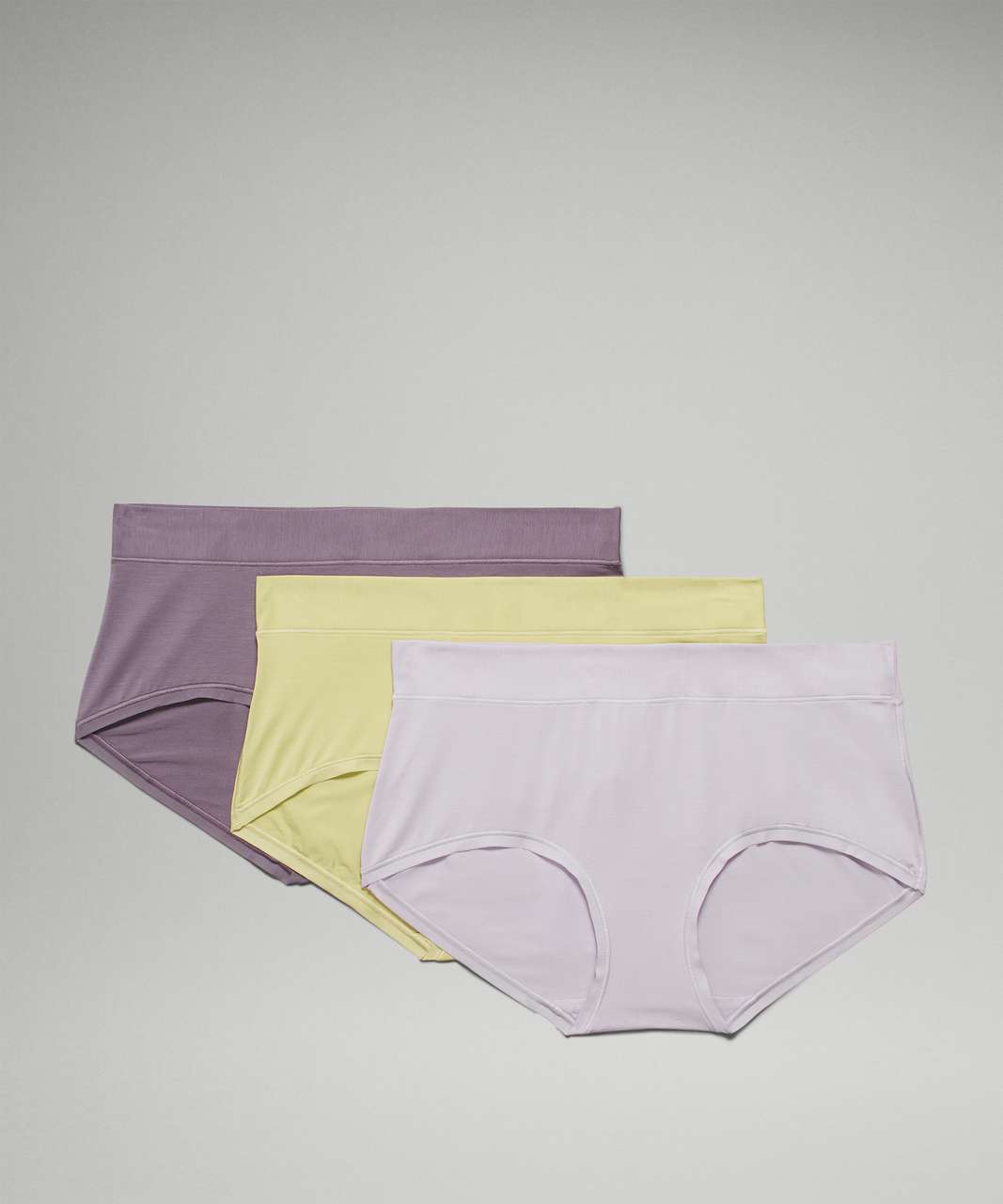 Lululemon UnderEase Mid Rise Boyshort Underwear 3 Pack - Chrome / Dusky Lavender / Dew Green