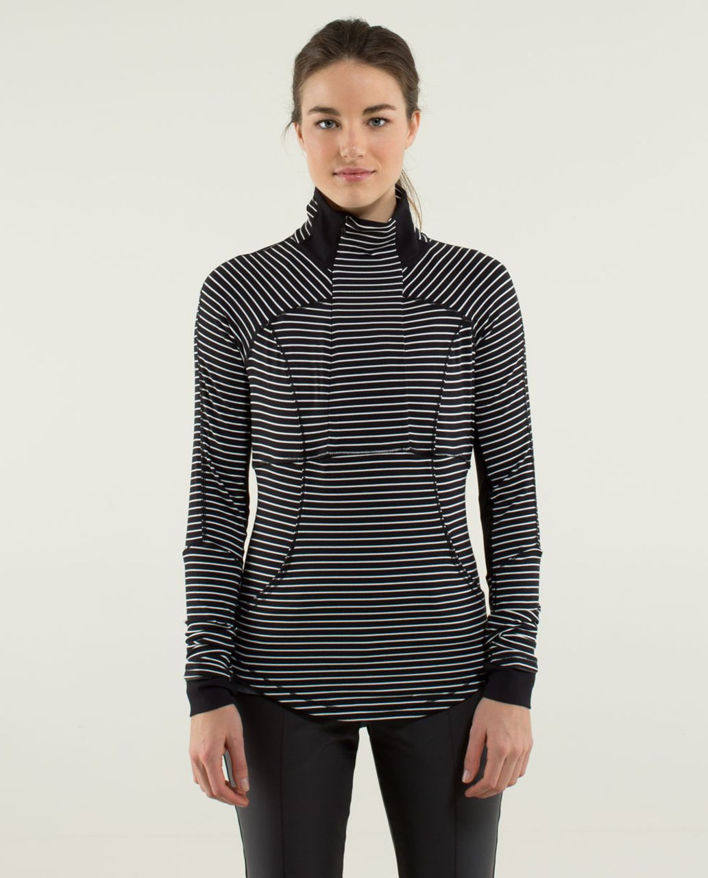 Lululemon Base Runner 1/2 Zip - Parallel Stripe Black White / Black - lulu  fanatics